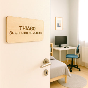 Cartel para puerta con nombre y texto - Niño