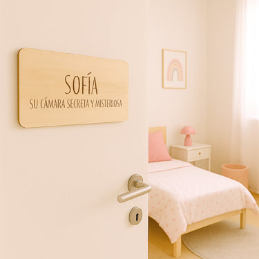 Cartel para puerta con nombre y texto - Niña