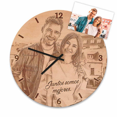 Reloj de pared de madera - fotografía propia, redondo 30 cm 