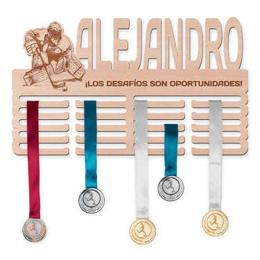 Perchero para medallas - Hockey sobre patines, portero masculino 