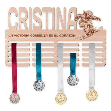 Perchero para medallas - Snowboarding, mujer 