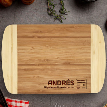 Tabla de bambú para regalo con grabado Señor Cocina 2 