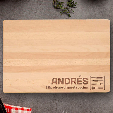 Tabla de madera maciza para regalo con grabado, Señor de la cocina 2 