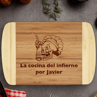 Tabla de bambú para regalo con grabado Señor Cocina 3 