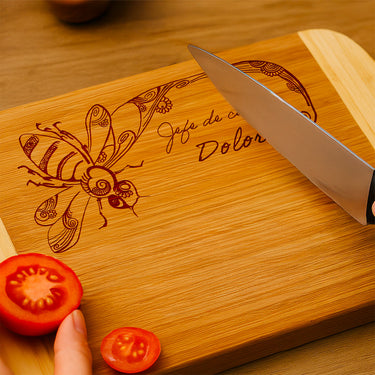 Tabla de bambú para regalo con grabado, motivo abeja 